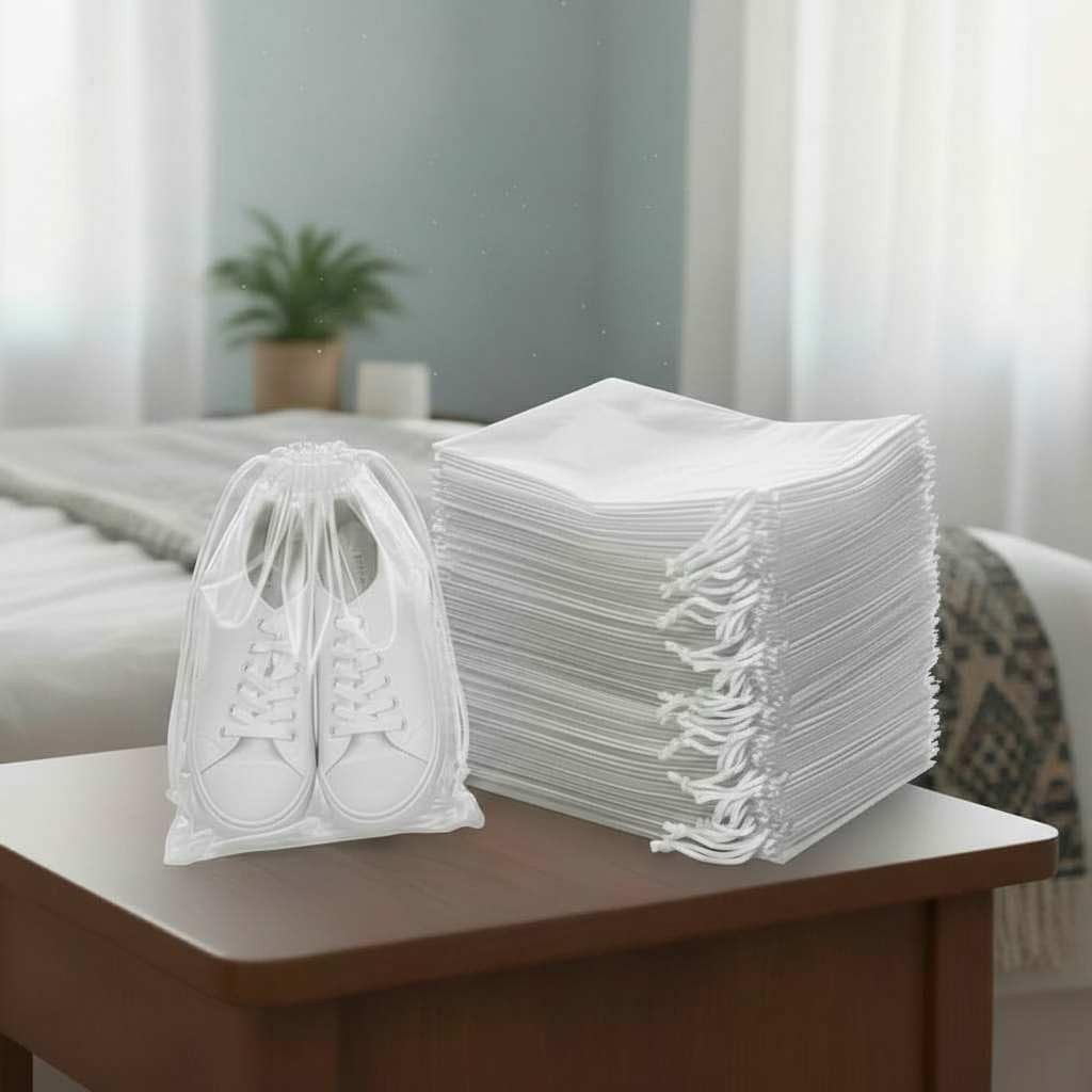 Clear LDPE Drawstring Bags 250 Pack 13.75″ x 17.5″ 2 Mil Disposable Transpare…