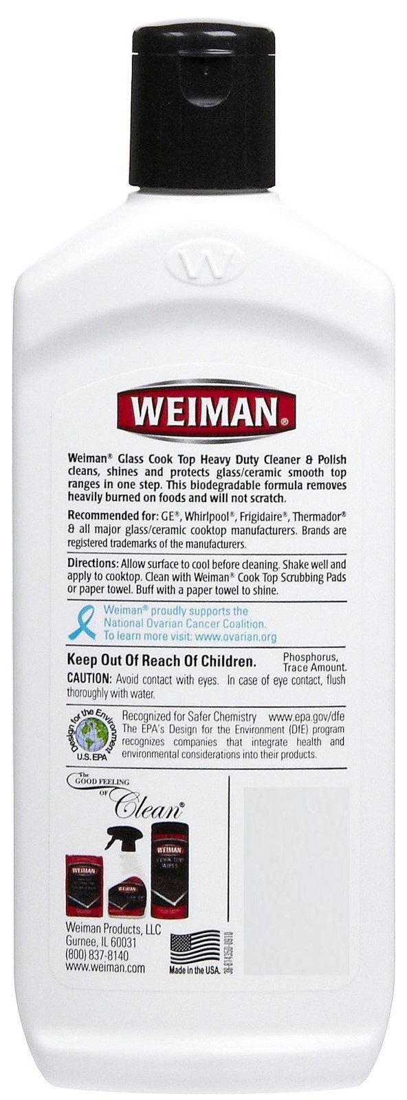 Glass Cook Top & Ceramic Range Heavy Duty CREAM Cleaner & Polish 15 oz WEIMAN 72