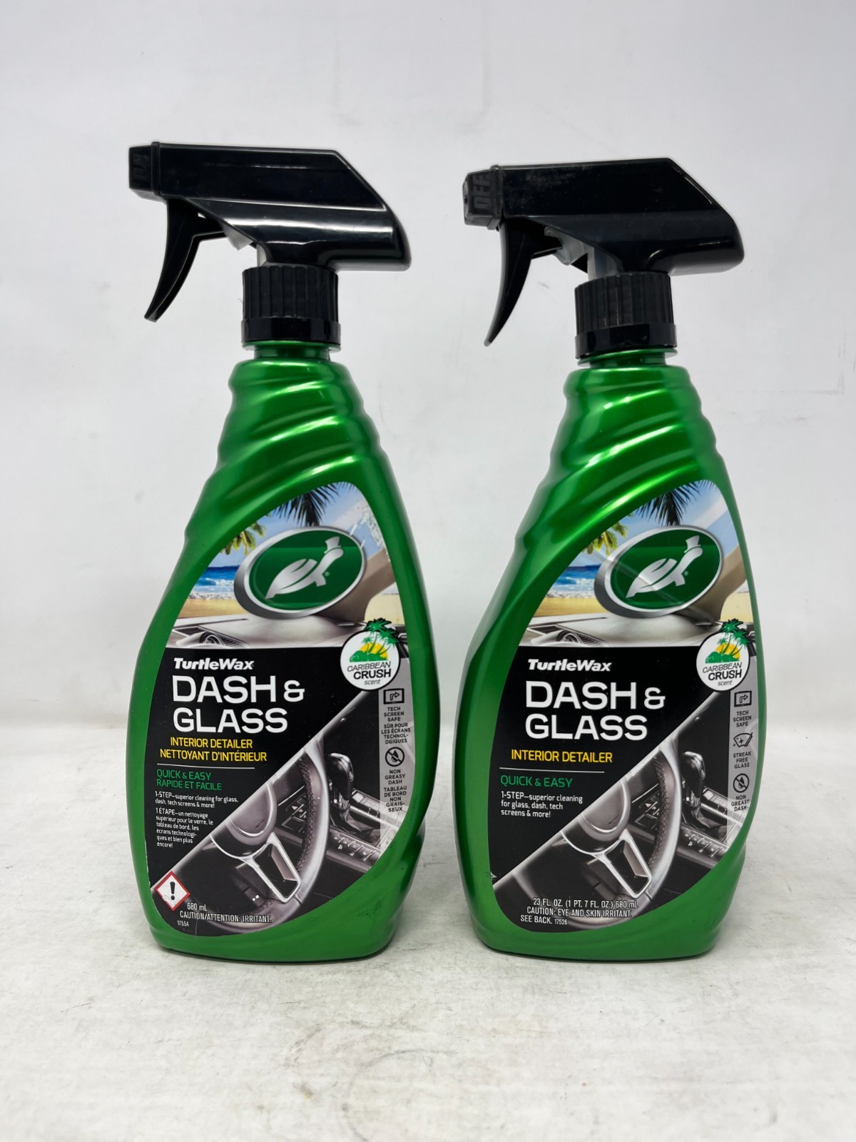 2x Turtle Wax 1-Step Dash & Glass Interior Detailer, Caribbean Crush Scent, 23oz