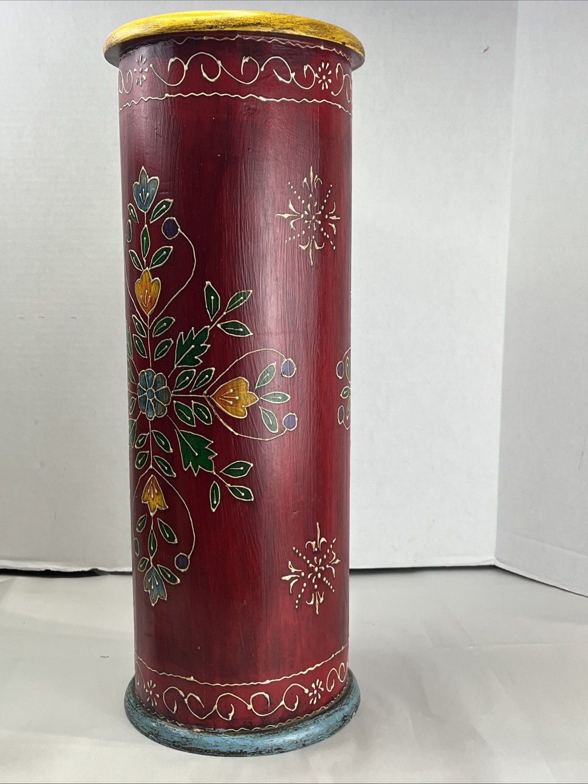 Handpainted solid Wood – Umbrella Stand – Red Base FL