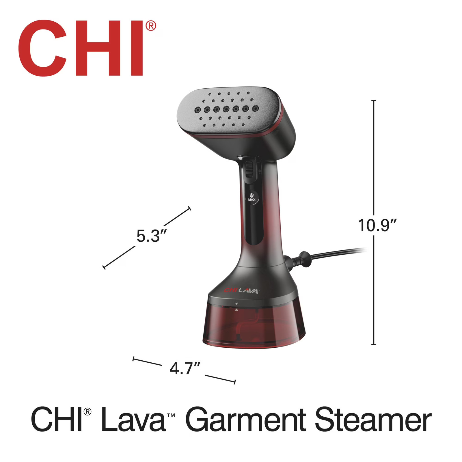 CHI LAVA R11610 Garment Steamer with Fabric Brush, Red – Certified Refurbished