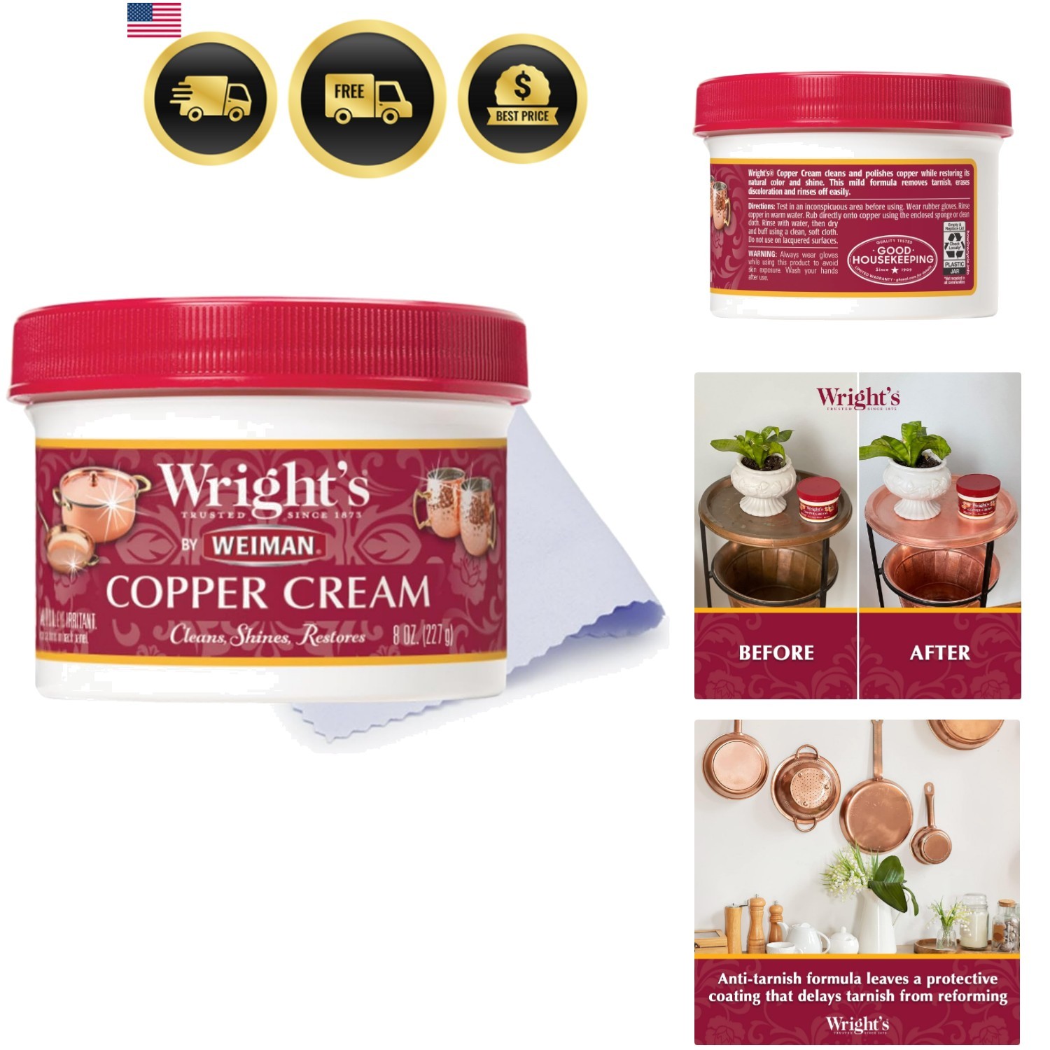 by Cream Copper and Brass Cleaner – Gently Cleans and Removes Tarnish without…