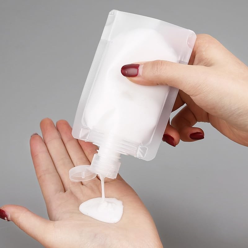 30Ml Travel Size Refillable Squeeze Pouches – 10 Pack Transparent Bags