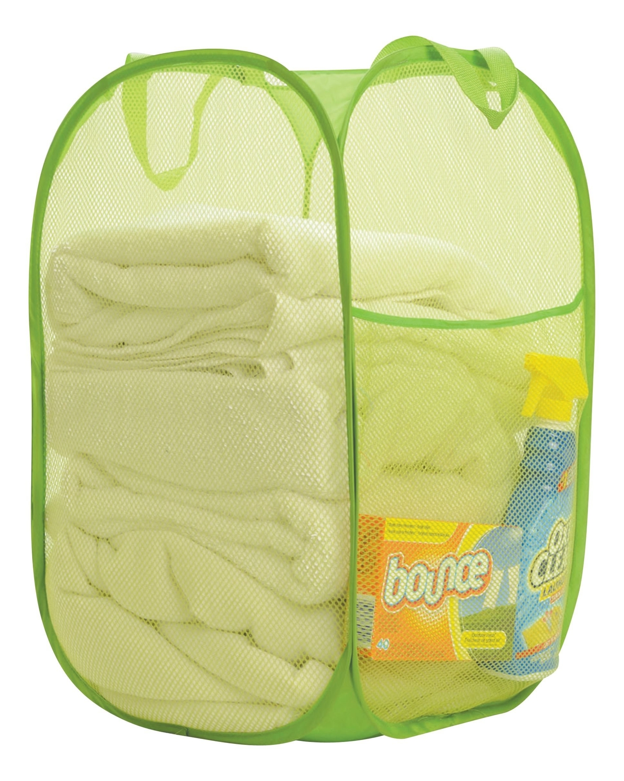 Premium Green Heavy-Duty Mesh Pop-Up Clothes Laundry Hamper – (14″x14″x24″)