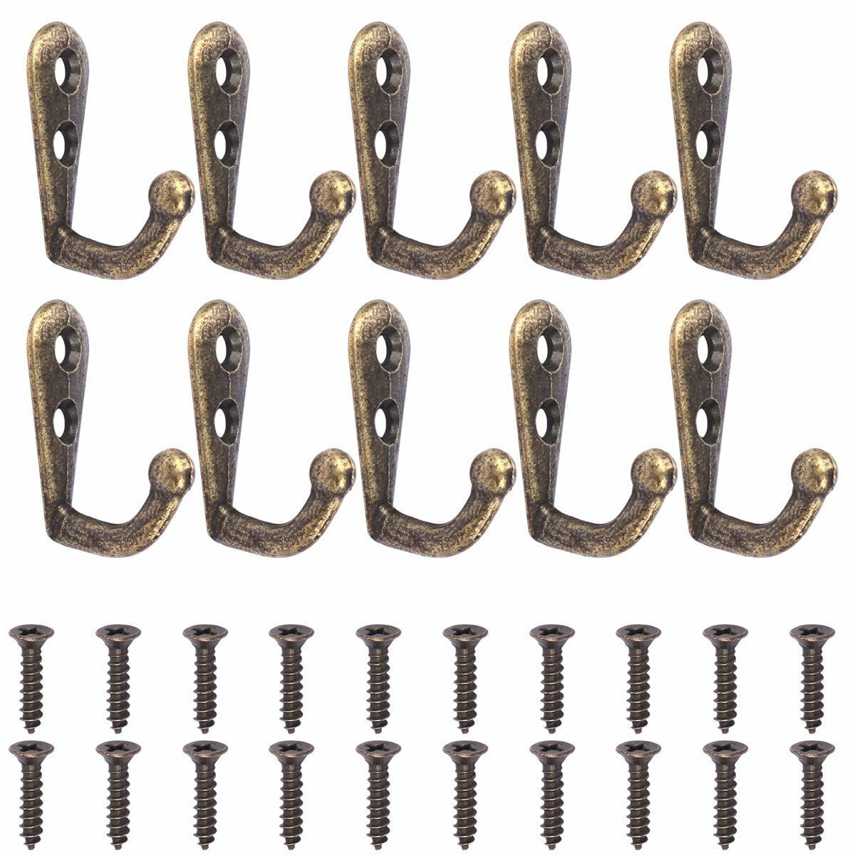 20 Pack Wall Mounted Hook Single Robe Coat Holder Key Hanger w/40 Pieces Screws
