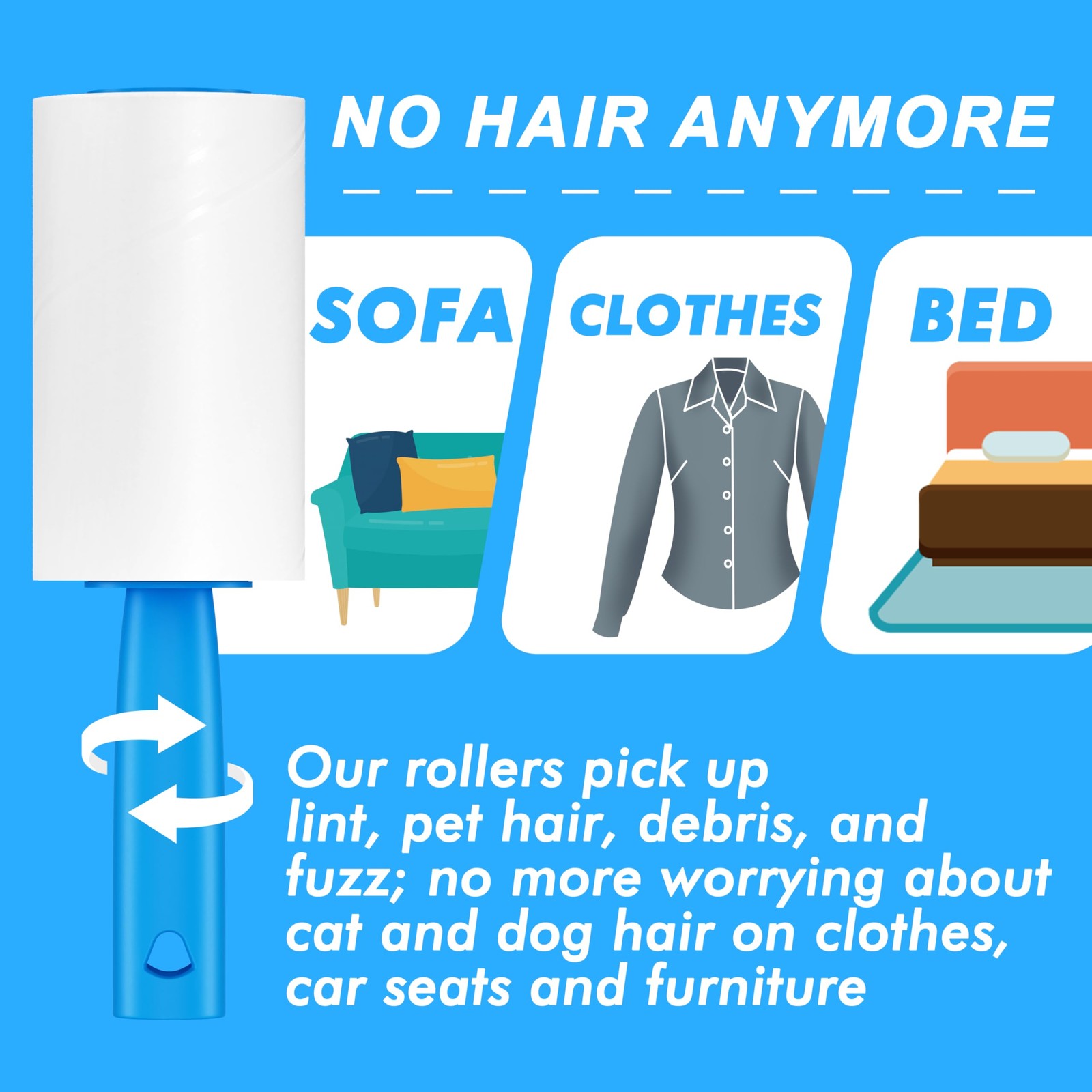 Extra Sticky Lint Roller, Mega Value Set 400 Sheets for Pet Hair Removal, Dog