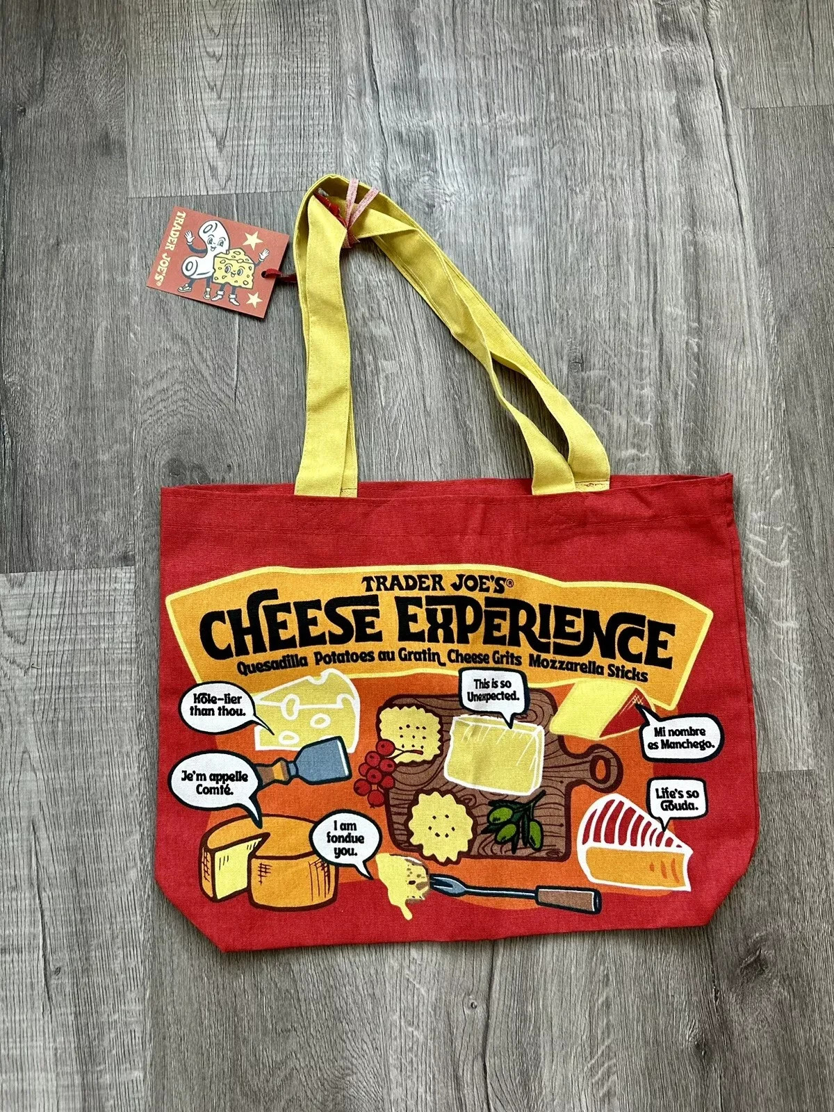 Trader Joe’s NEW Cheese Adventures reusable canvas shopping bag/tote NWT