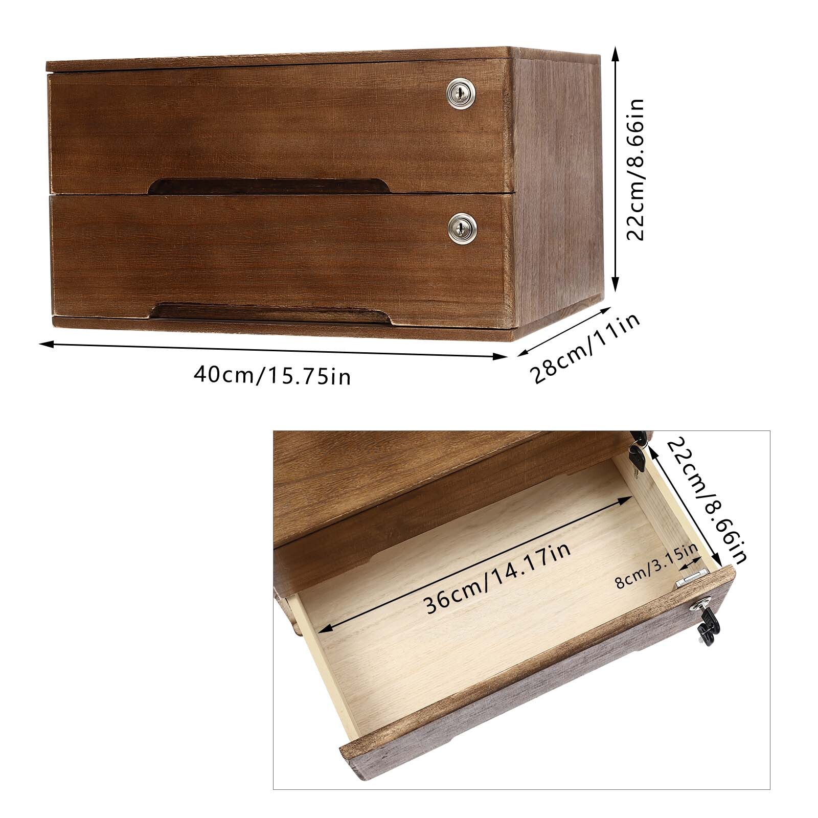Wooden Desktop Jewelry Drawer Storage Box Table Cabinet Holder Organizer Chest