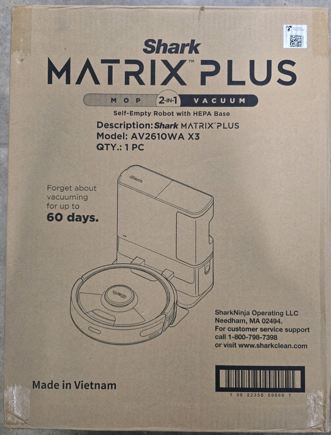 Shark Matrix Plus 2in1 Robot Vacuum and Mop – Black AV2610WA Brand New