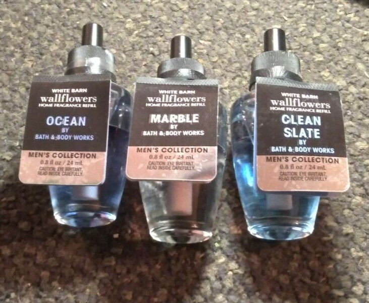 Bath & Body Works Ocean/Marble/Clean Slate Wallflower Refill Bulb set of 3 Mens