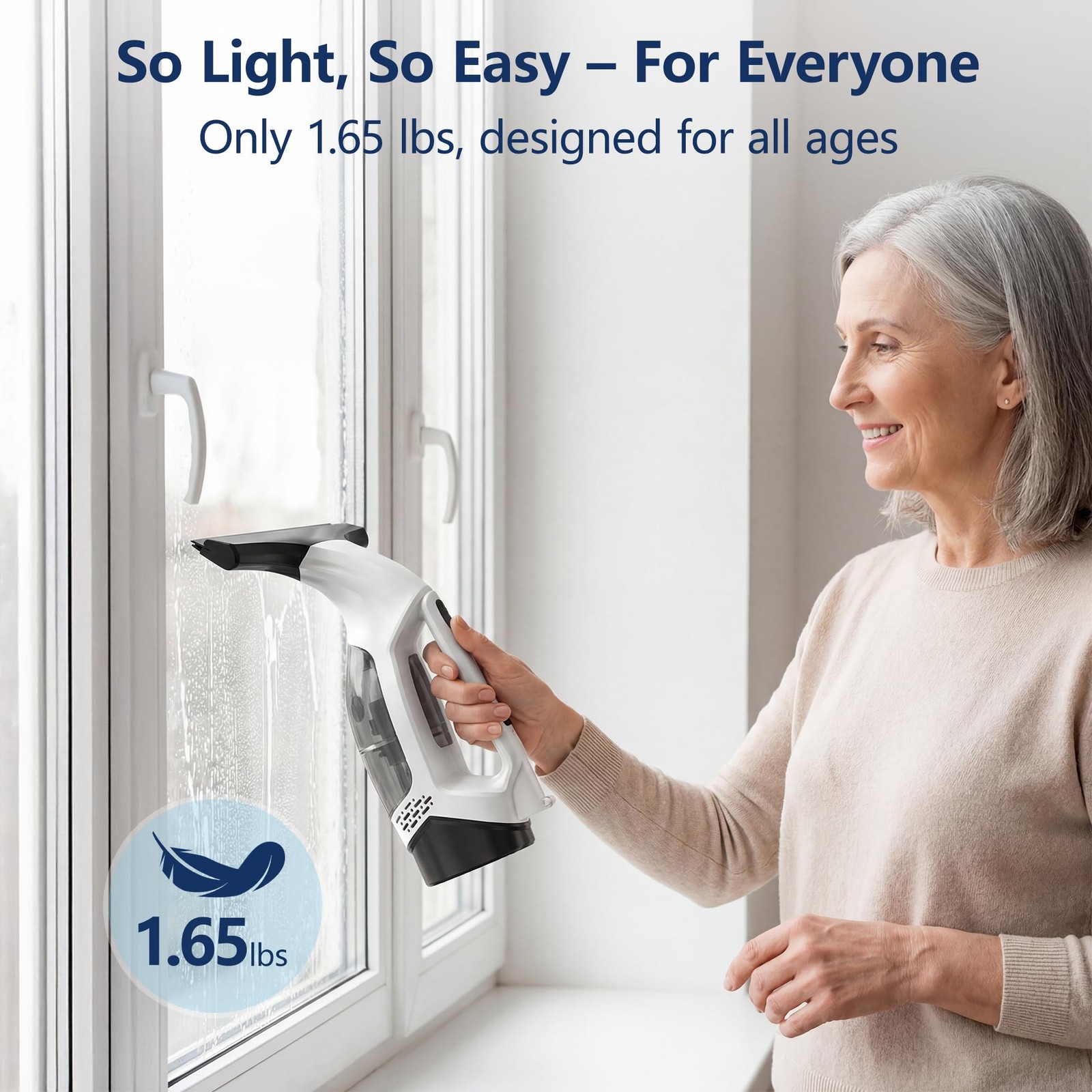 ZRHI Window Vacuum Squeegee with Extendable Pole 31-40″, L-0602-DGW1, Ivory