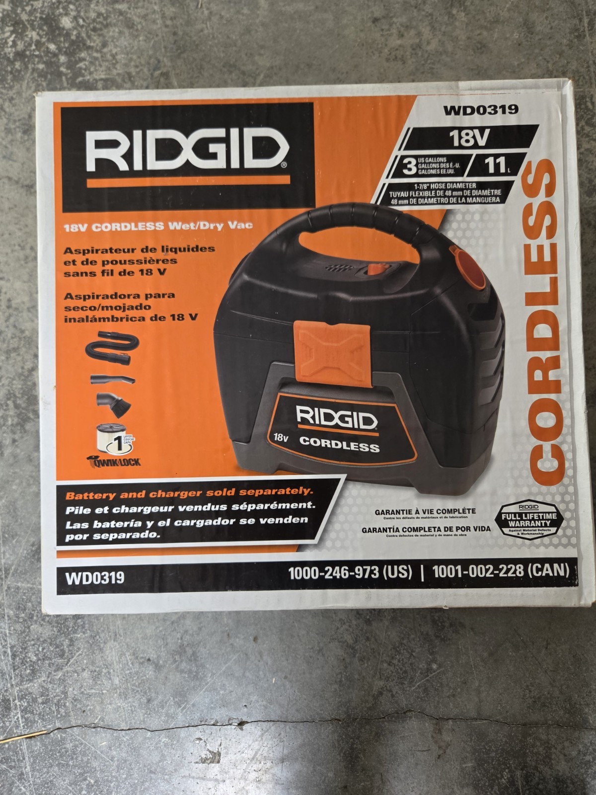 Rigid Wet Dry Vacuum Shop Vacuum Cleaner Hose Portable, Lightweight, 3Gal