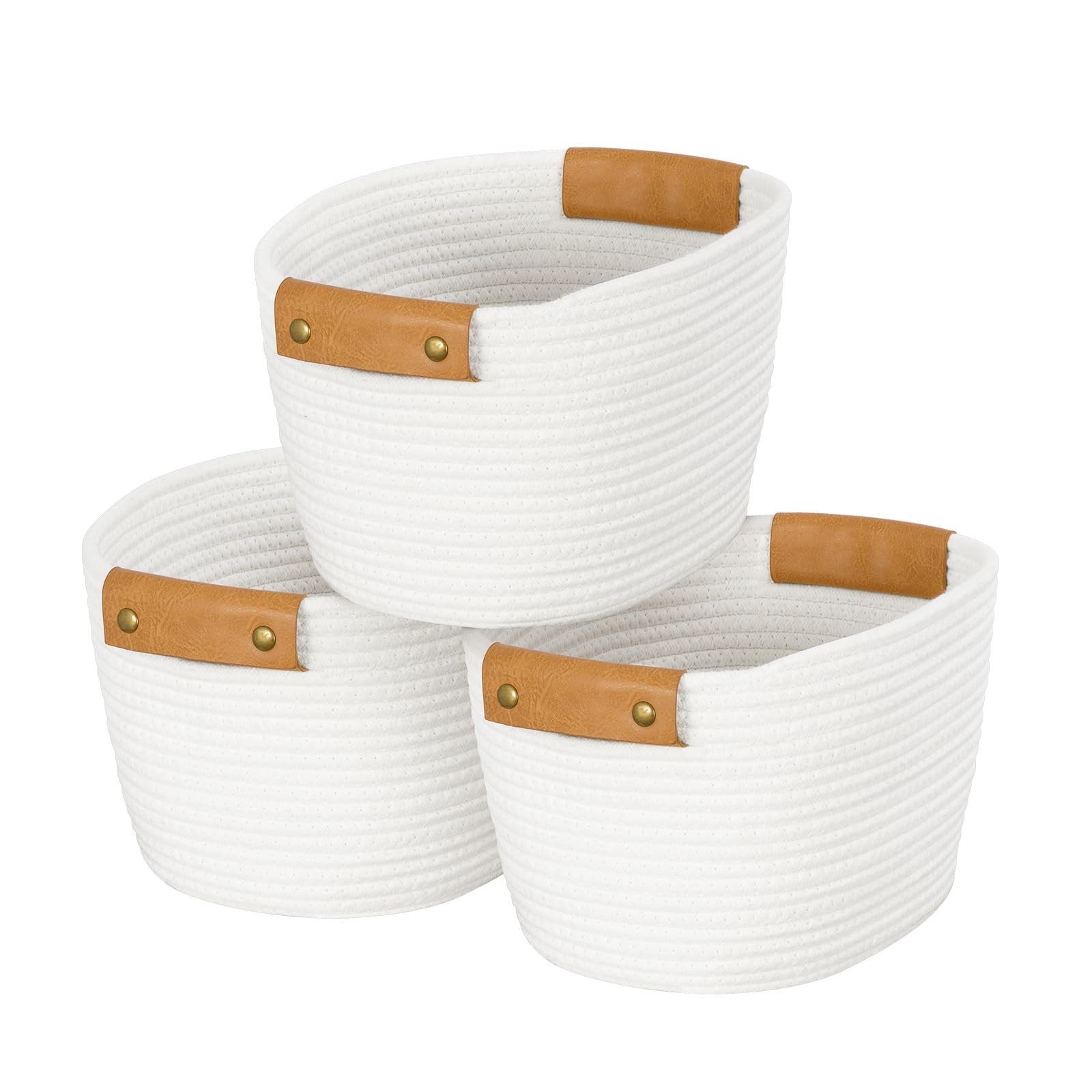 3 PCS White Storage Baskets Shelves Organizing Toys Home 11.4×9.4×7.4 Inch