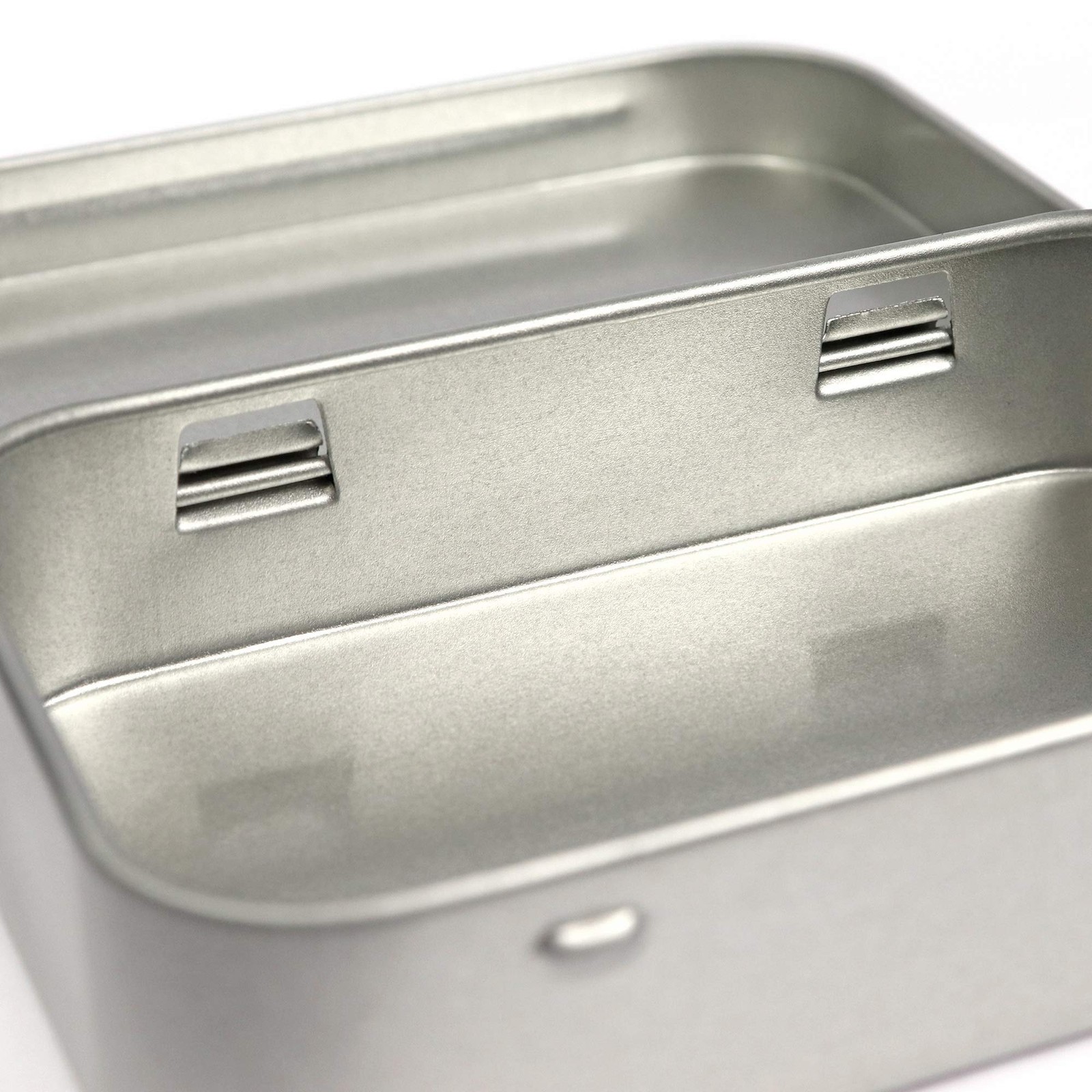 Silver Metal Rectangular Empty Hinged Tin Box 3.75×2.45×0.8 Inch 10 PCS