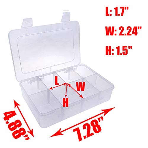 8 Grids Clear Plastic Organizer with Adjustable Dividers, 7.9×4.9×1.65 in