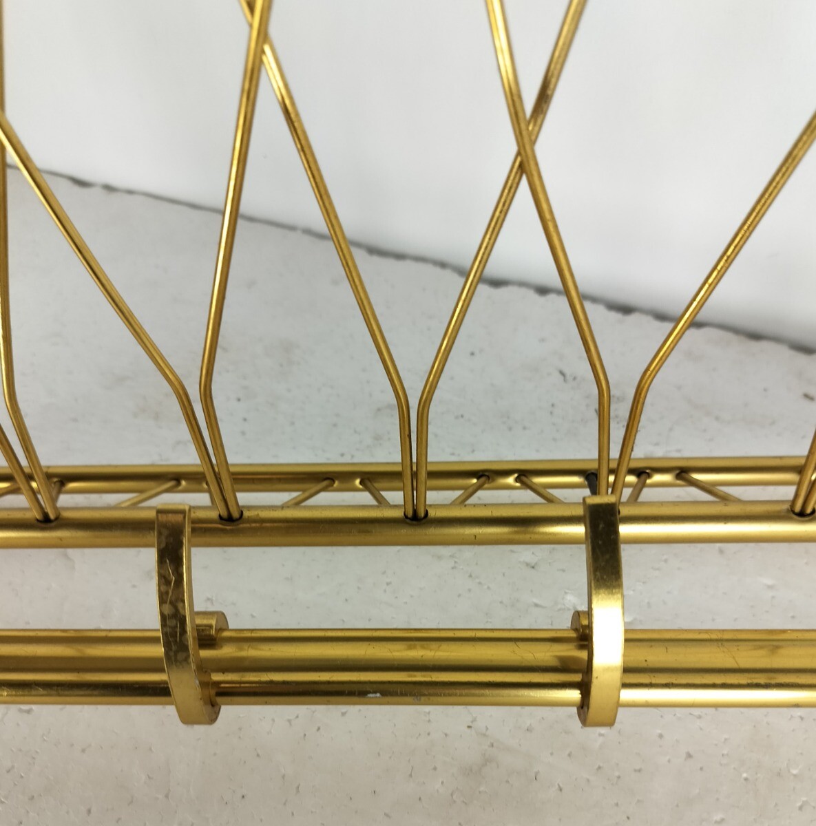 Small Funky Gold Vintage Mid Century Chrome Coat Hat Rack Railroad Pop Art Moder