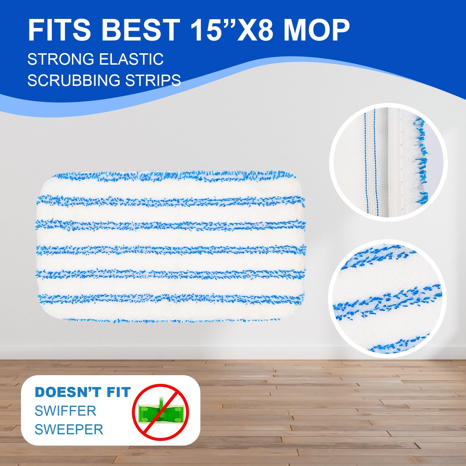 kCarpoly 2-Pack Reusable Microfiber mop Pads, Compatible with Oceda 15×8 inch…