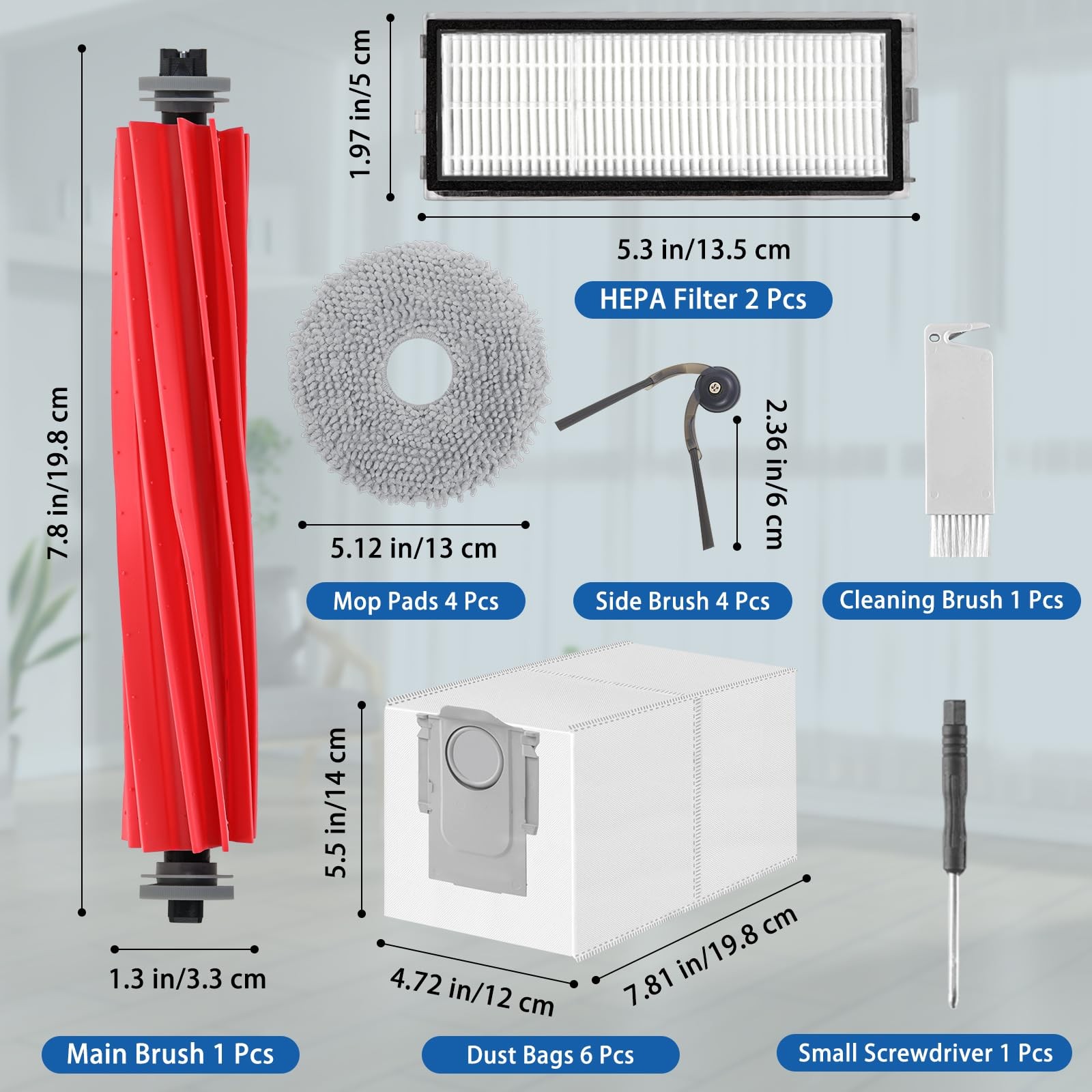 Accessories Replacement Kit for Roborock Qrevo Serie – QV 35A/QV 35S, QR 598/…