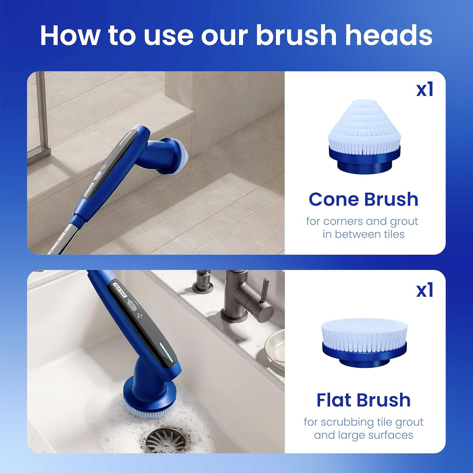 Electric Spin Scrubber 8 Attachments Waterproof Cordless Power Cleaner 120 Min