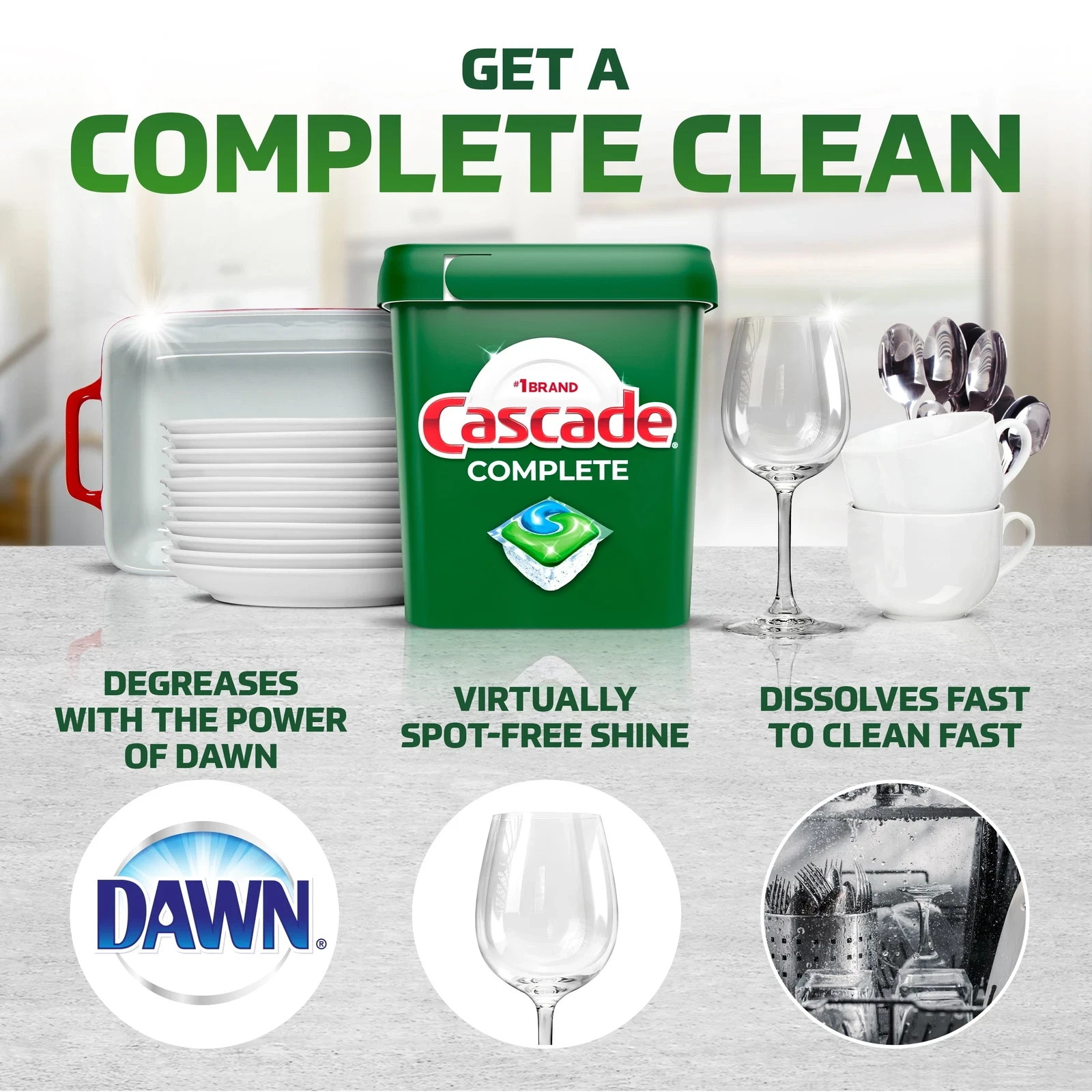Cascade Complete Dishwasher-Pods ActionPacs Detergent Tabs Fresh Scent 78 Count