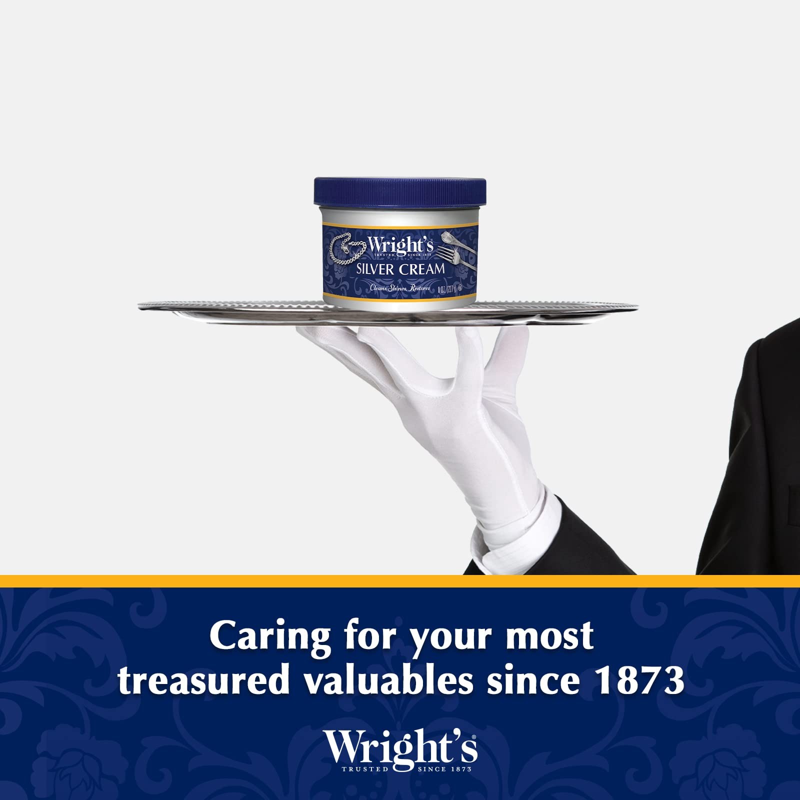 Wright’s Silver Cleaner and Polish Cream, 8 Ounce, Gently Clean and Remove Tarni