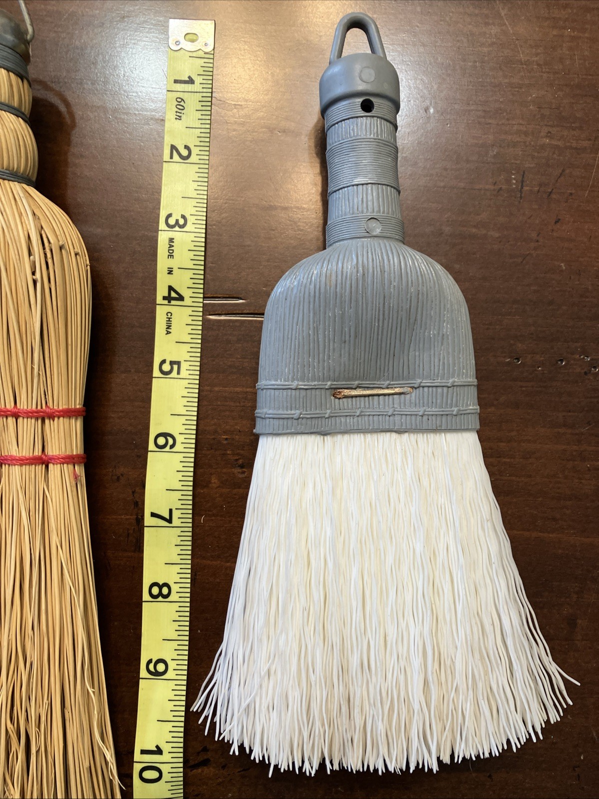 Handheld Whisk Broom Natural Fiber And Synthetic Vintage Cleaning Lot Of 2