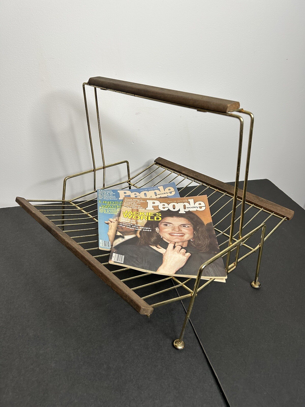 vintage magazine rack Wood And Metal / Mid Century Decor