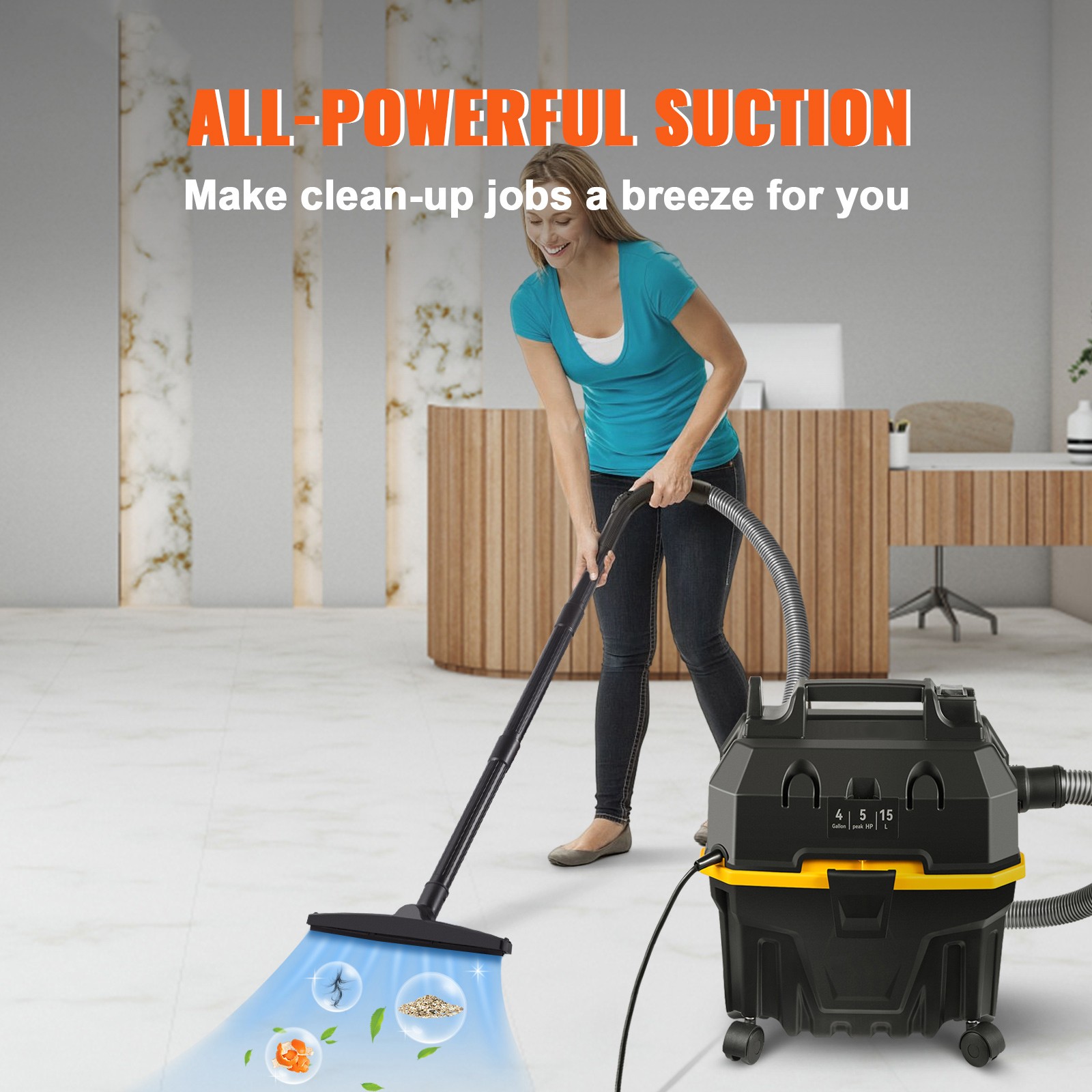 Wet Dry Vacuum 4 Gallon 5 Peak HP Portable Carpet Car Shop Vac Cleaner Blower