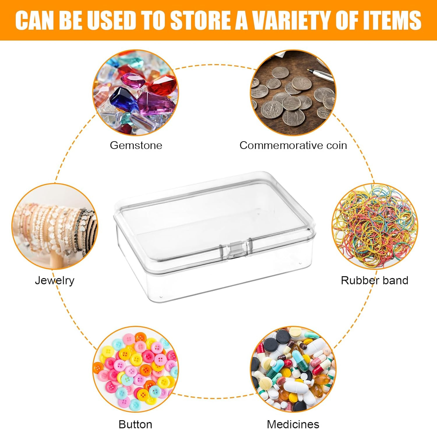 6 Pcs Mini Plastic Storage Containers with Lids, 4.5X3.4 Inches Clear Rectangula