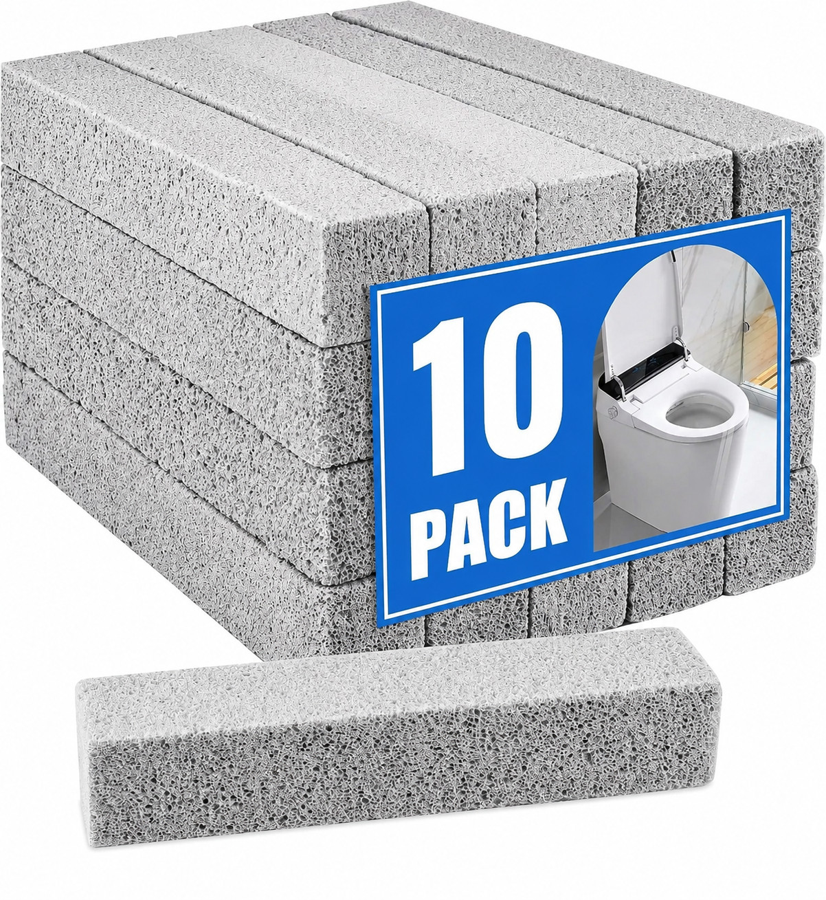 10 Pack Pumice Stone for Toilet Cleaning Bowl Stick,Powerfully Cleans Hard Water