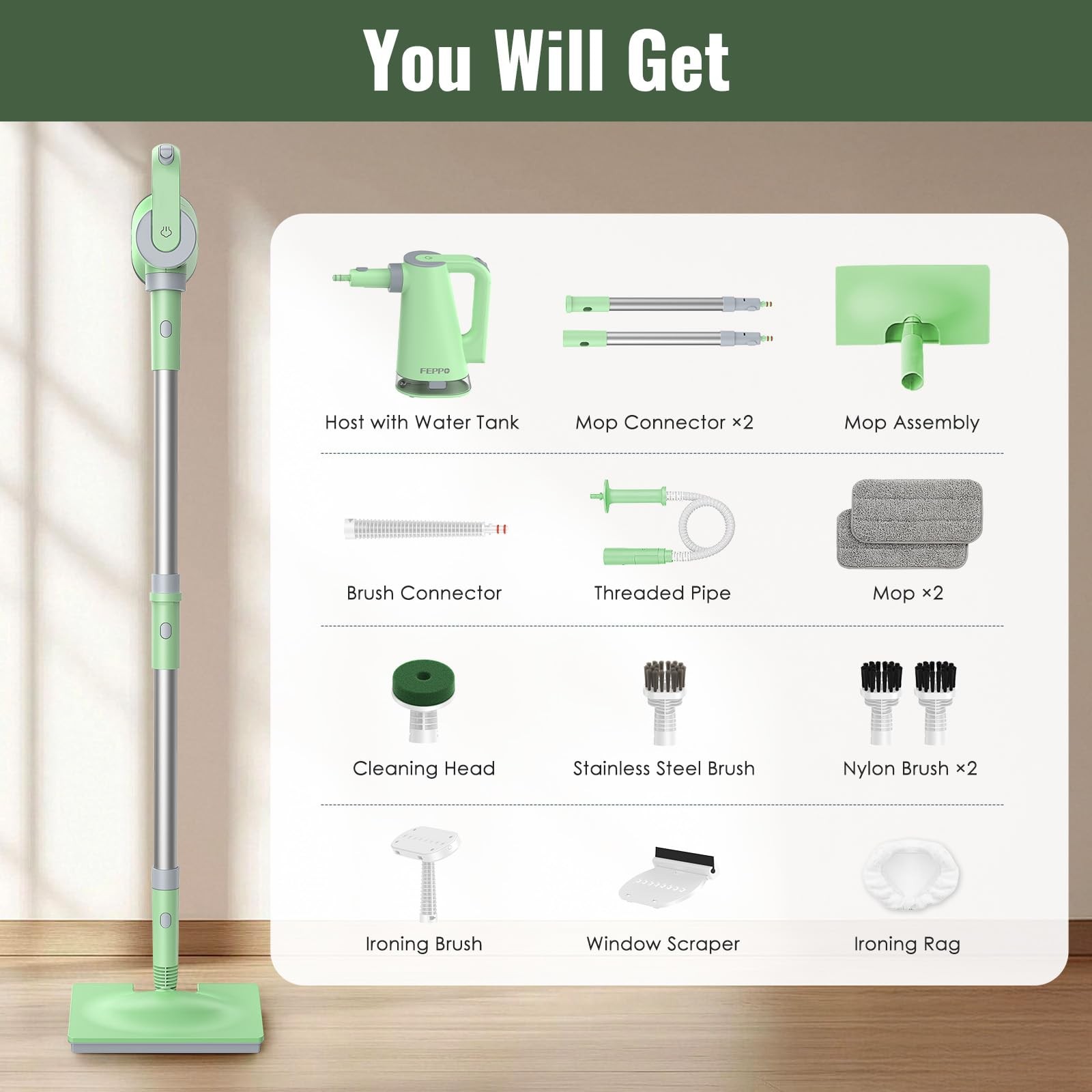 Steam Mop & Detachable Handheld Steam Cleaner for Home and Floor Cleaning, 15…