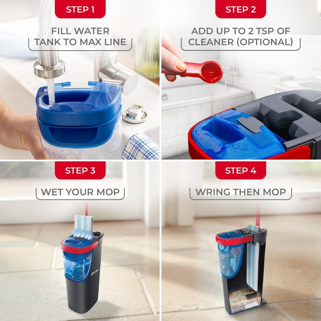 O-Cedar H2Pro Flat Mop System | Quick Everyday Cleaning | Dual-Tank Fresh Water