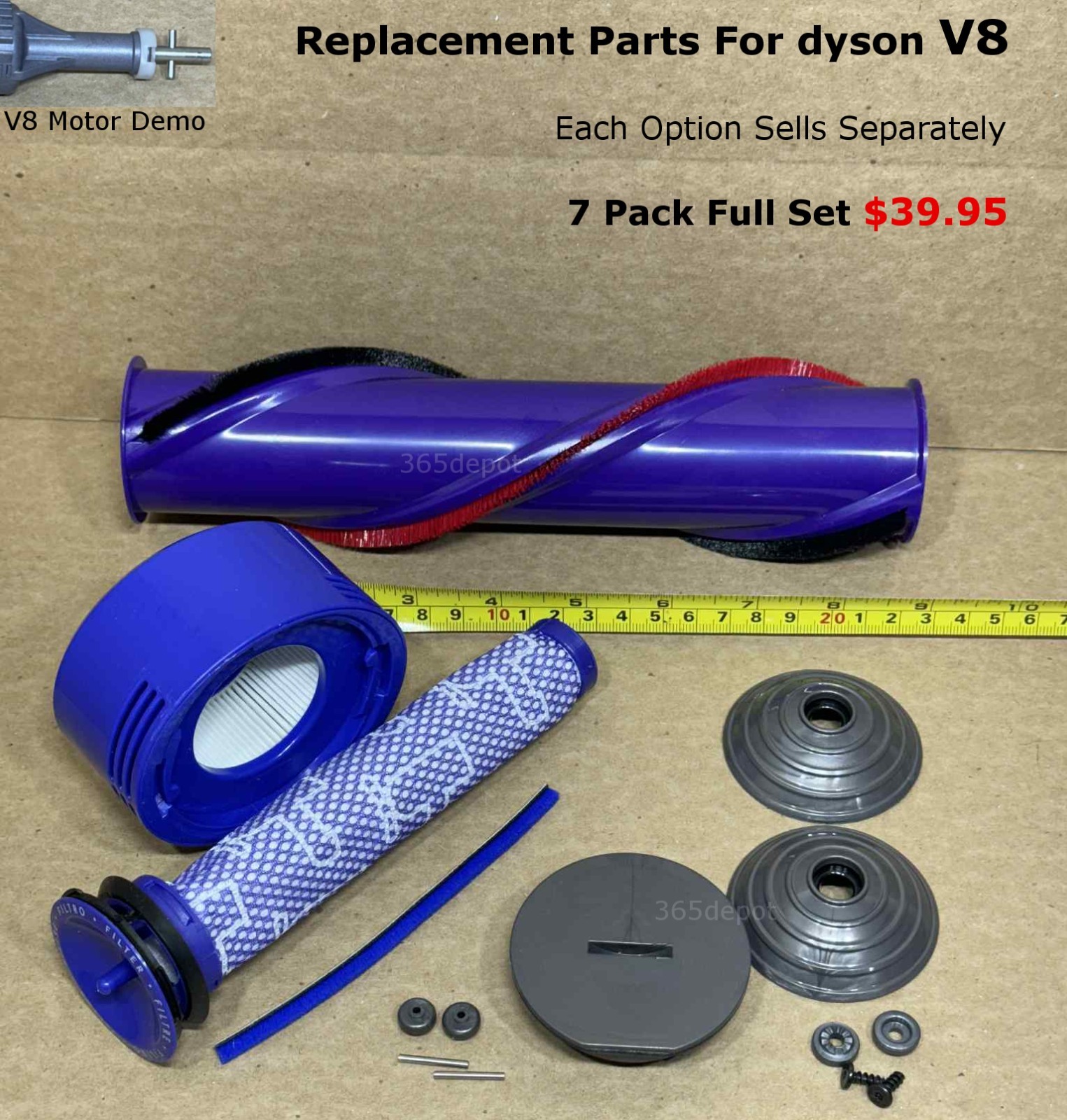 New Replacement Parts For Dyson V8 Head Brush Cap Lock Side V Wheels Filter