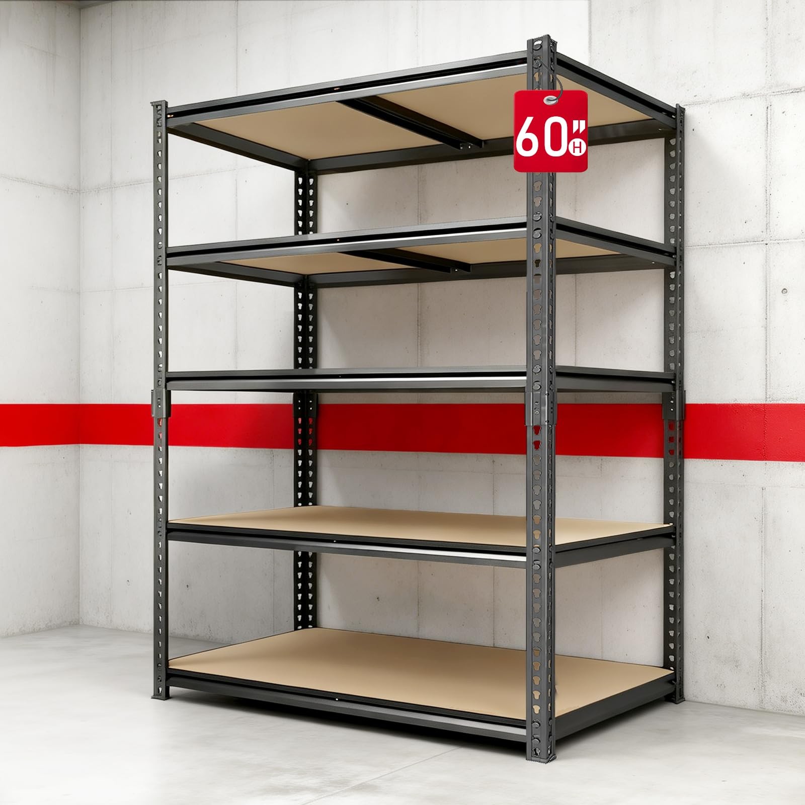 ZEUKMXOO Heavy Duty Garage Shelving 5 Tier Garage Storage Shelves 2400LBS