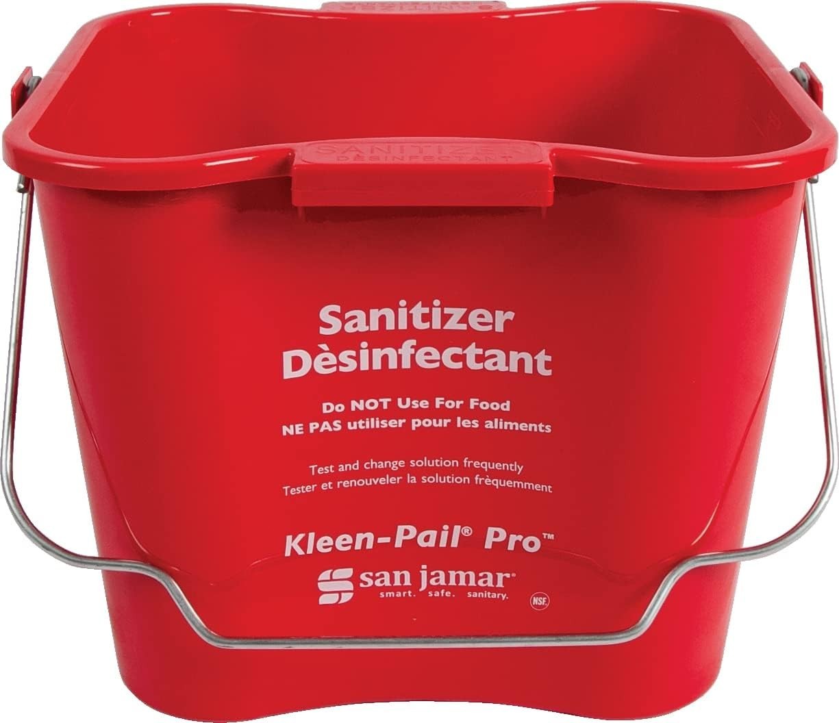 Sanitizer Pail Cleaning Bucket 6 Quarts Red with Bail Handle Commercial Use