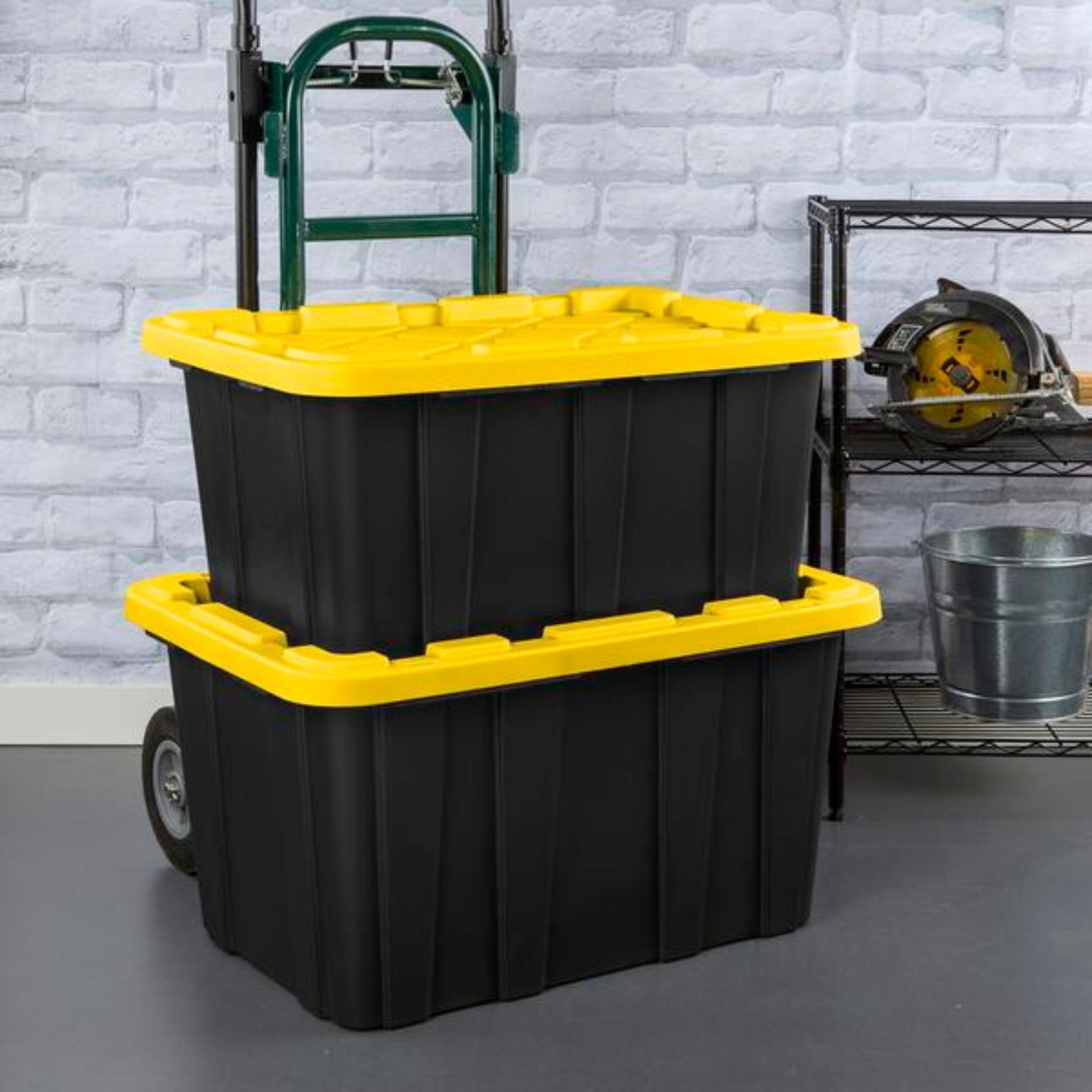 Sterilite 27 Gallon Industrial Stackable Storage Tote Lidded Containers, 8 Pack