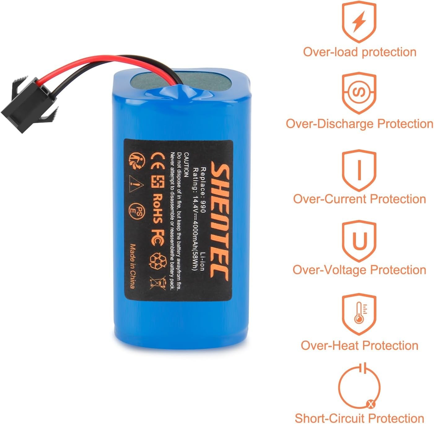 14.4V 4000mAh Replacement Battery for Eufy RoboVac 11 11S 30 30C 15C 15T 12 35C