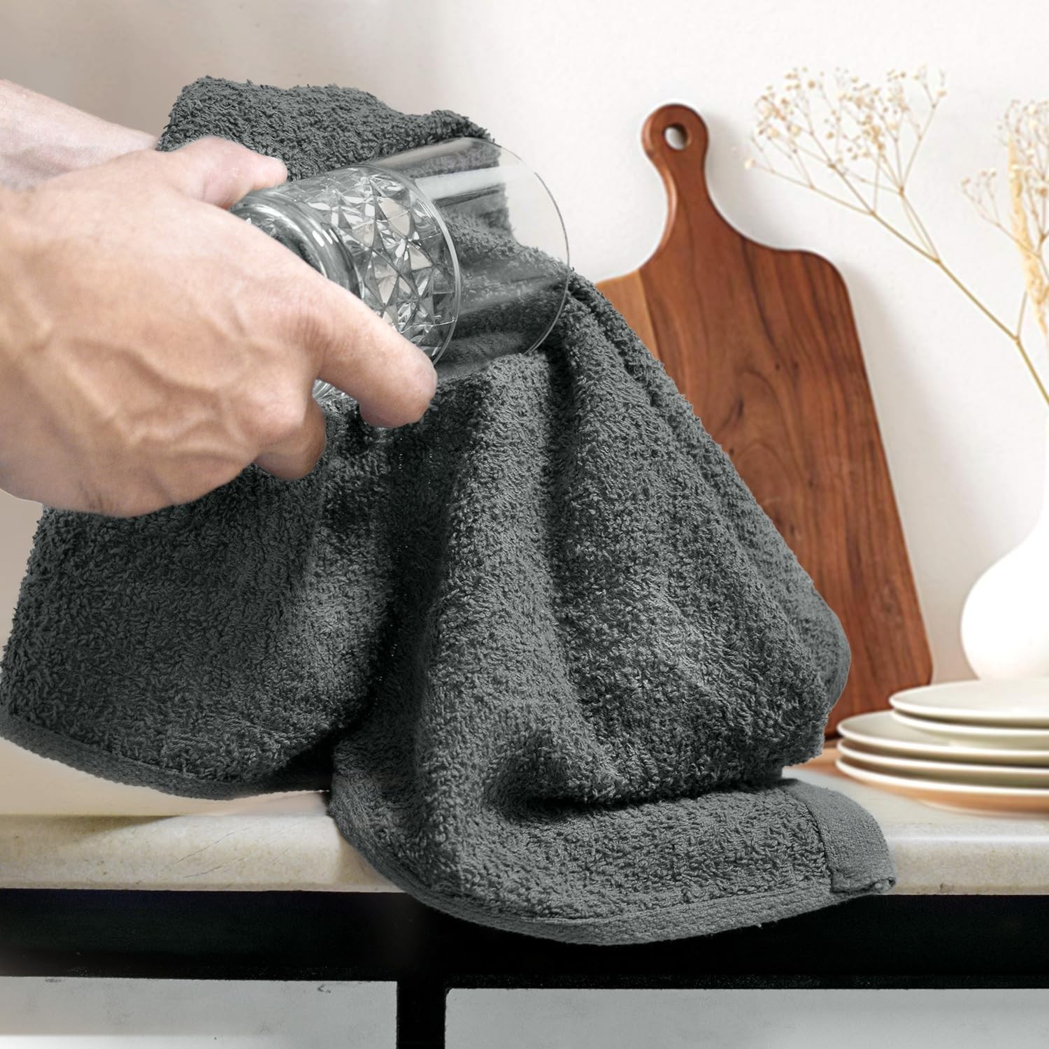 100% Cotton Bar Mop Kitchen Towels, 16×19 inches, Pack of 12, 350 GSM, Gray –…