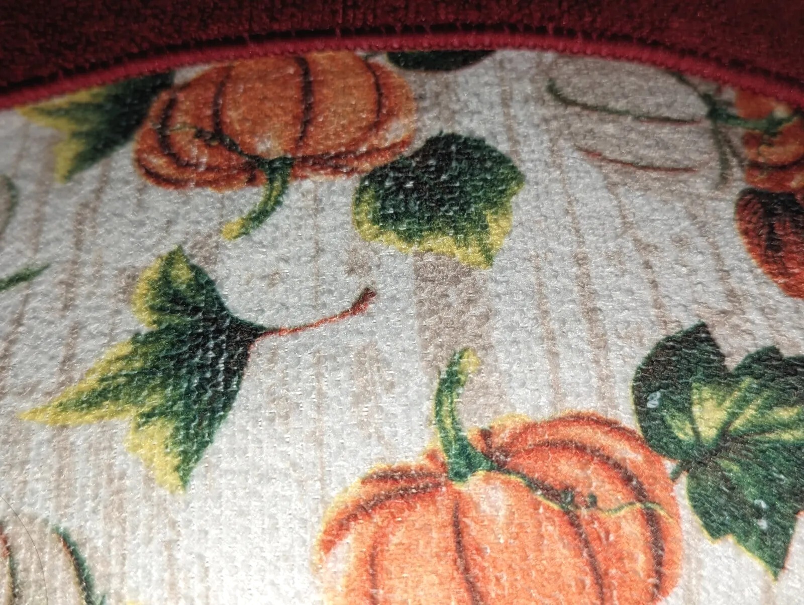 Fall Pumpkins & Leaves Homemade Fabric Storage Basket Microfiber Kitchen Bin
