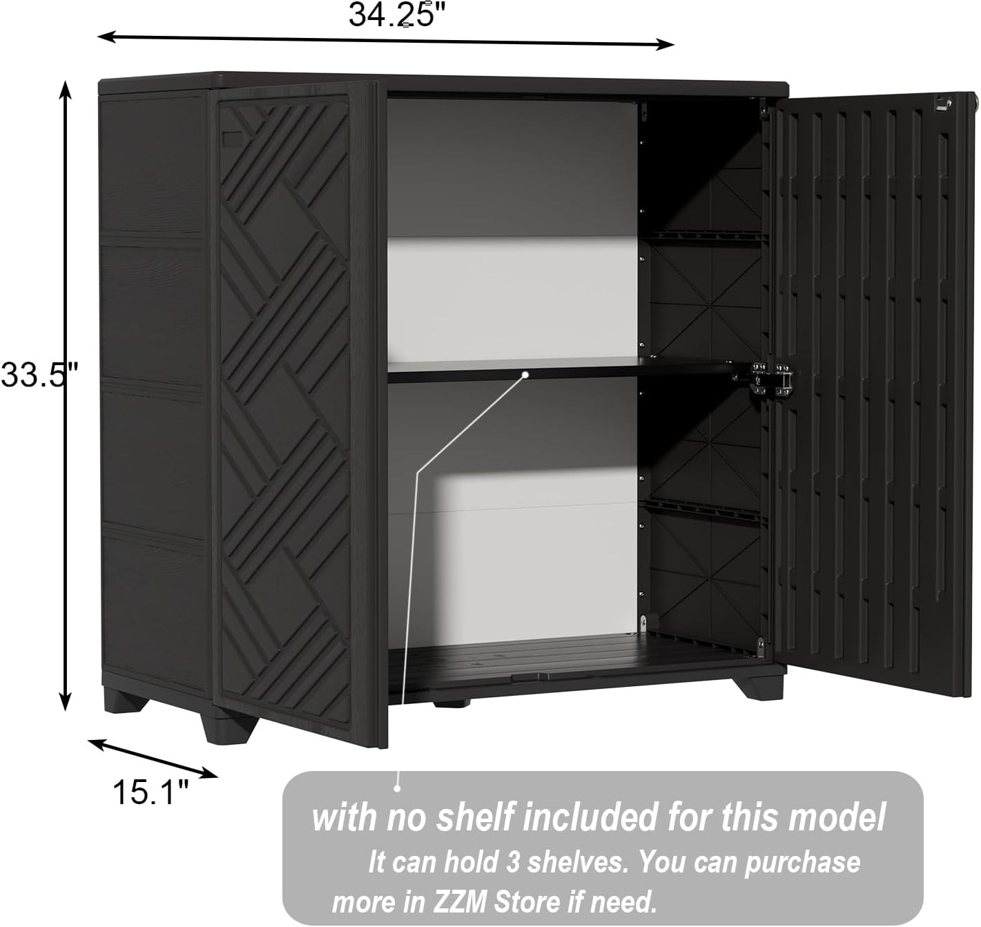 Waterproof Outdoor Storage Cabinet 34″x15″x34″ – Versatile Black Box