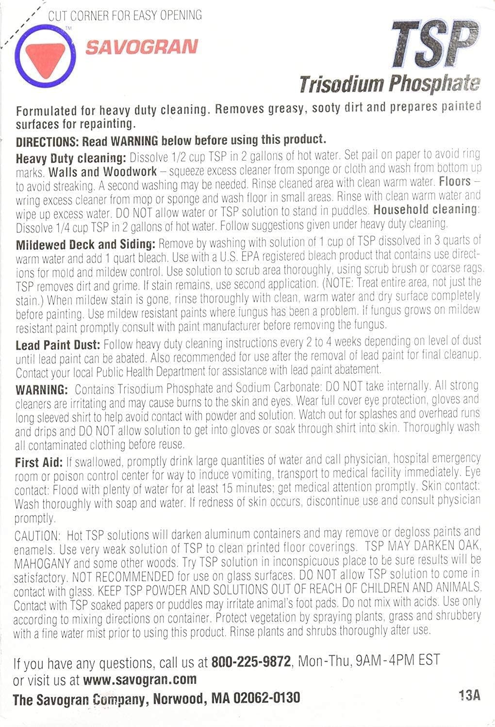 Savogran 10621 Trisodium Phosphate (TSP) 1LB (16oz) 16 Ounce (Pack of 2)