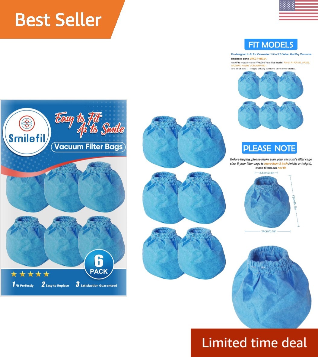 Cloth Filters for Vacmaster & Hyper Tough Vacuums – 6 Pack, Reusable