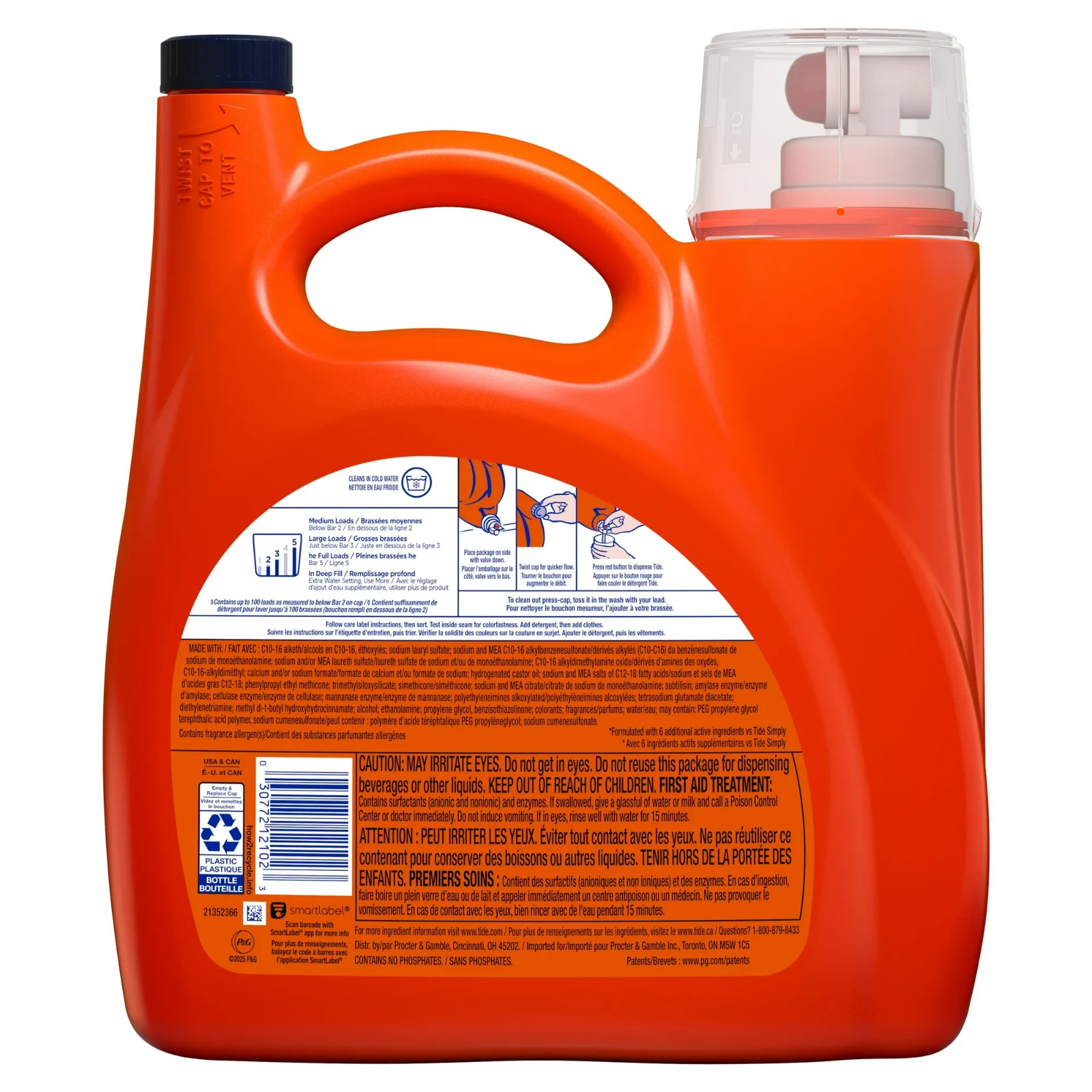 2 Packs Tide Laundry Detergent Liquid with 6X Boosted Cleaning Power, Clean Bree
