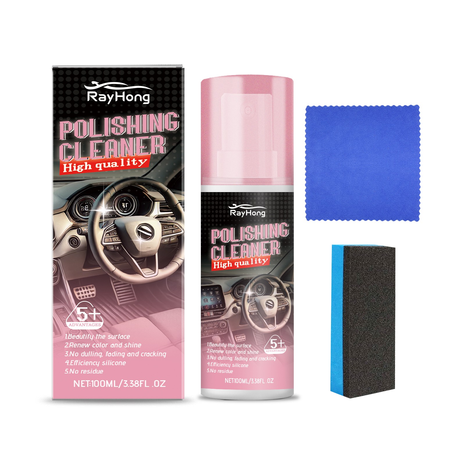 Interior Detailer Spray – Leather Cleaner & Polish Restorer Kit for Car