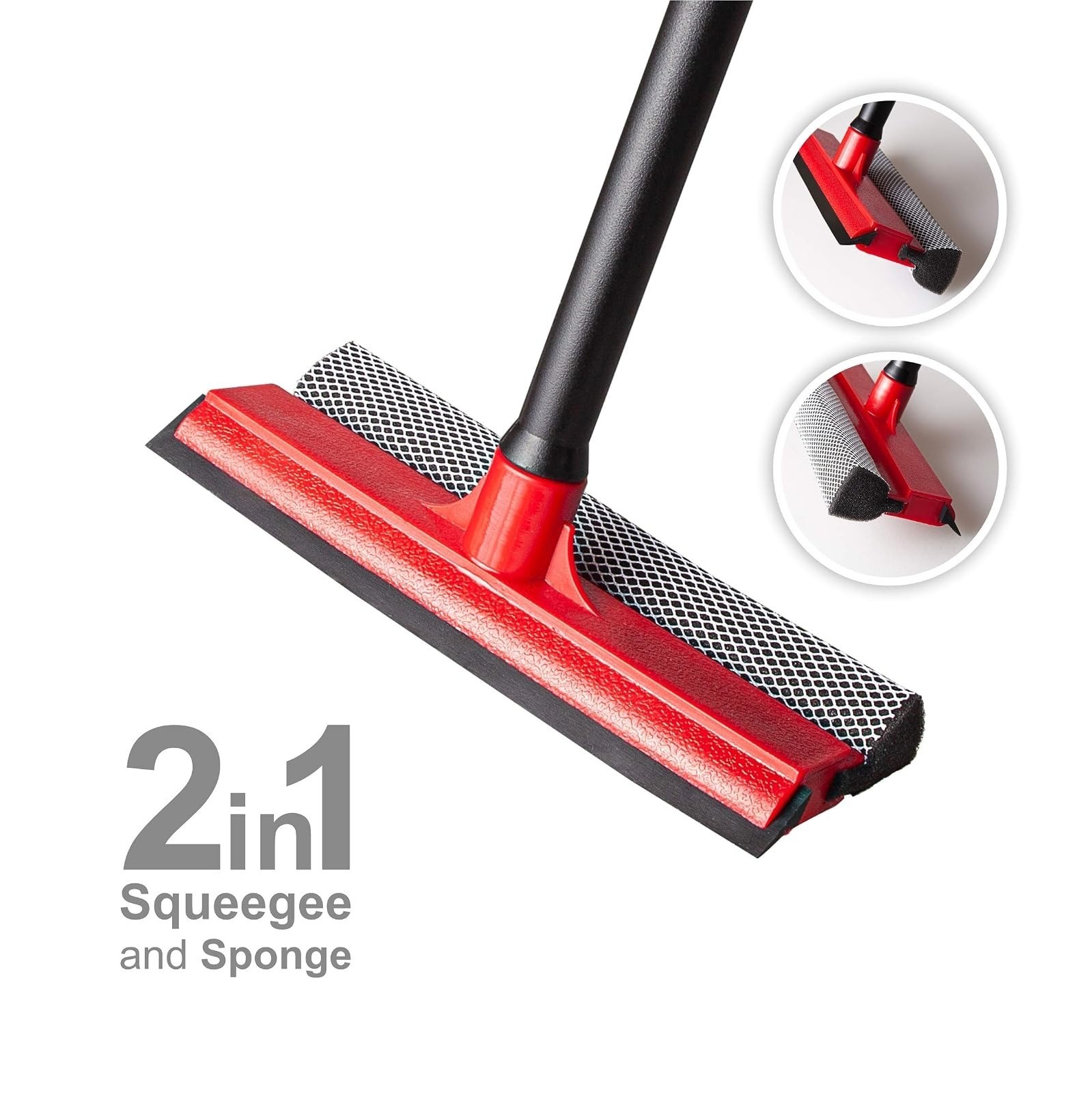 DSV Standard 2-in-1 Window Squeegee with 17.5″ Handle and Rubber Blade