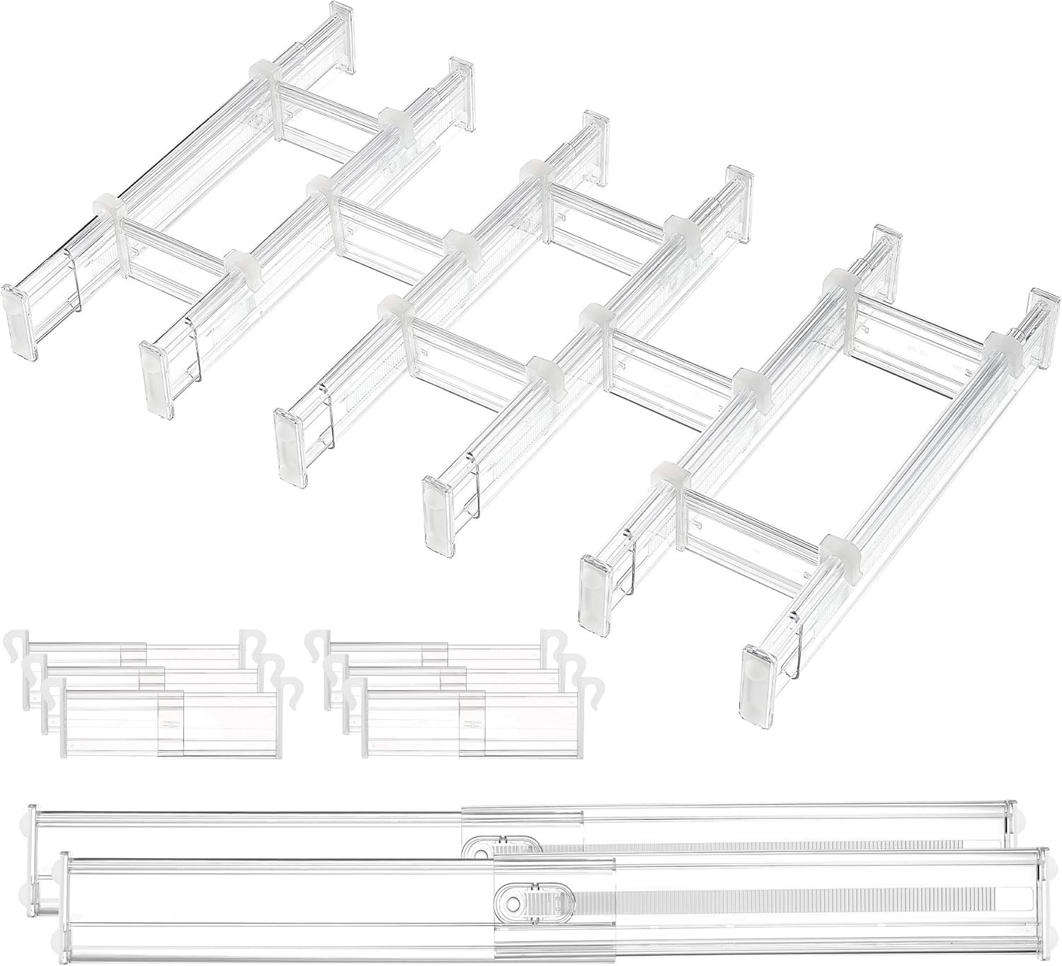 Drawer Dividers Adjustable Expandable Plastic Organizer Separator for Flatware