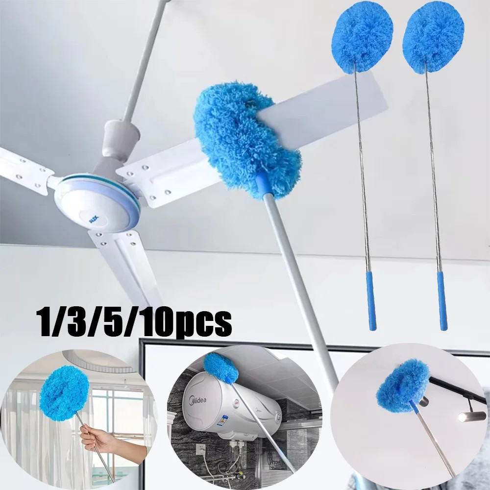1/3/5/10Pcs Microfiber Ceiling Fan Duster Multifunctional Long Handle Effortless