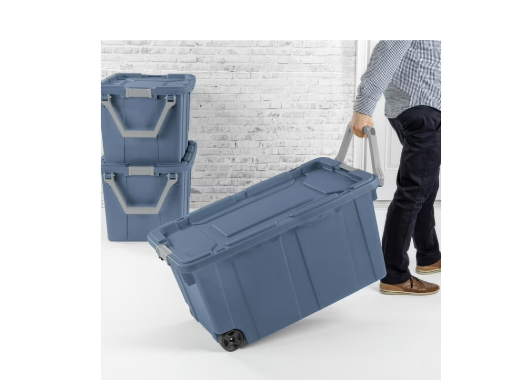 Sterilite Extra-Large Wheeled Industrial Storage Bin, 40 Gallon Durable , 2 Pack