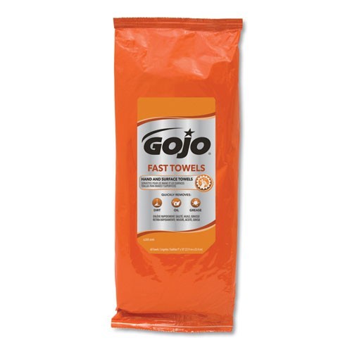 Gojo Fast Towels, 2-Ply, 7.75×11 In, Fresh Citrus, 60/Pack, 6 Packs/CT
