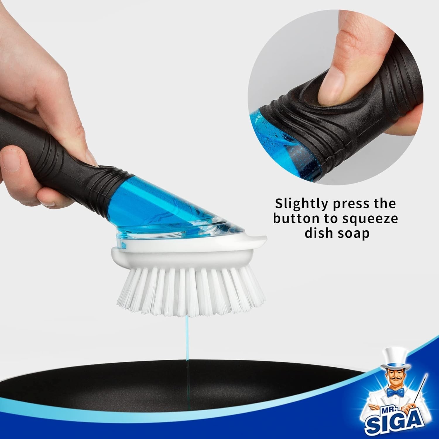 Integrated Soap Dispensing Dish Brush and Holder – Effortless Kitchen Cleaning